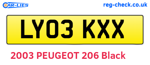 LY03KXX are the vehicle registration plates.
