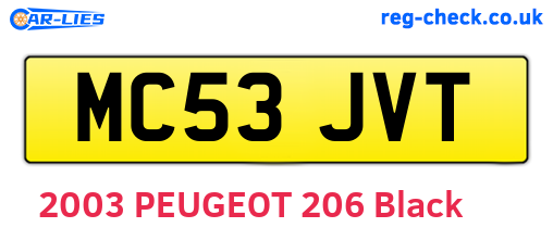 MC53JVT are the vehicle registration plates.