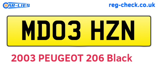 MD03HZN are the vehicle registration plates.