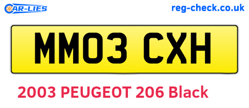 MM03CXH are the vehicle registration plates.
