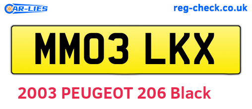 MM03LKX are the vehicle registration plates.