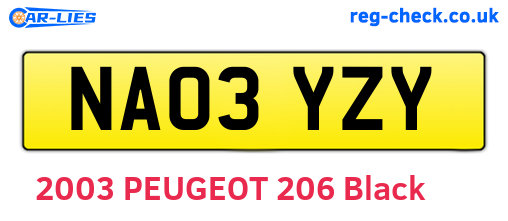 NA03YZY are the vehicle registration plates.