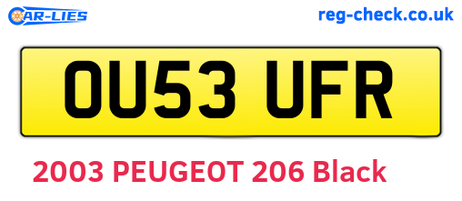 OU53UFR are the vehicle registration plates.