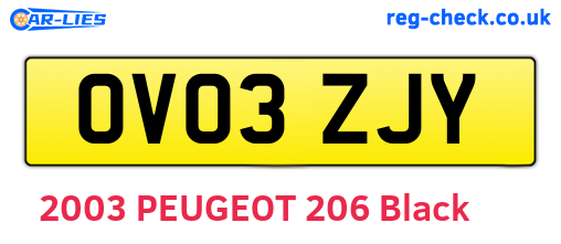 OV03ZJY are the vehicle registration plates.