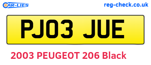PJ03JUE are the vehicle registration plates.