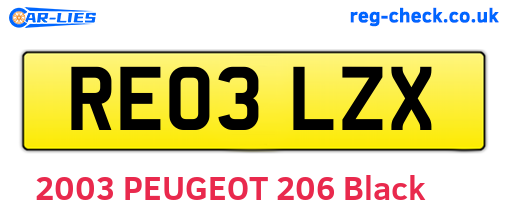 RE03LZX are the vehicle registration plates.