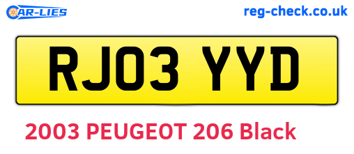 RJ03YYD are the vehicle registration plates.