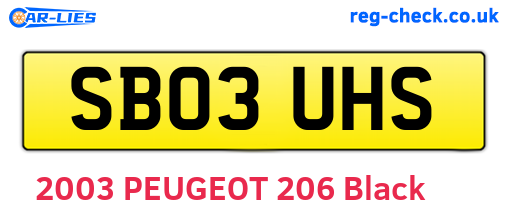 SB03UHS are the vehicle registration plates.