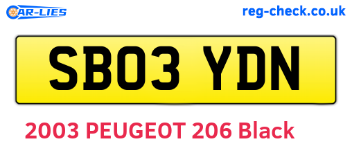 SB03YDN are the vehicle registration plates.