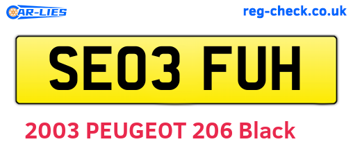 SE03FUH are the vehicle registration plates.