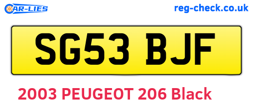SG53BJF are the vehicle registration plates.