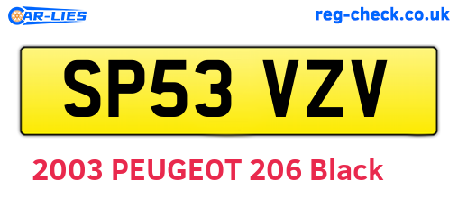SP53VZV are the vehicle registration plates.