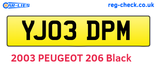 YJ03DPM are the vehicle registration plates.