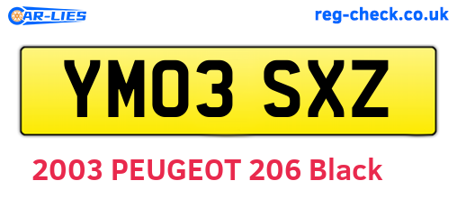 YM03SXZ are the vehicle registration plates.