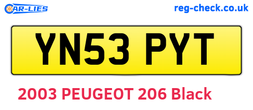 YN53PYT are the vehicle registration plates.