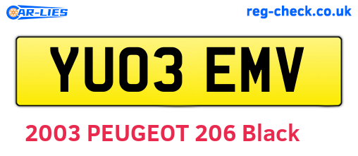 YU03EMV are the vehicle registration plates.