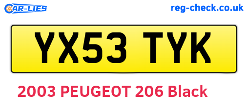 YX53TYK are the vehicle registration plates.