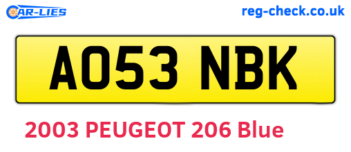 AO53NBK are the vehicle registration plates.
