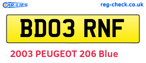 BD03RNF are the vehicle registration plates.