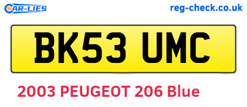 BK53UMC are the vehicle registration plates.