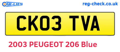 CK03TVA are the vehicle registration plates.