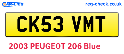 CK53VMT are the vehicle registration plates.
