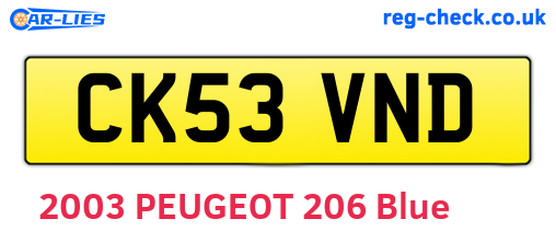 CK53VND are the vehicle registration plates.