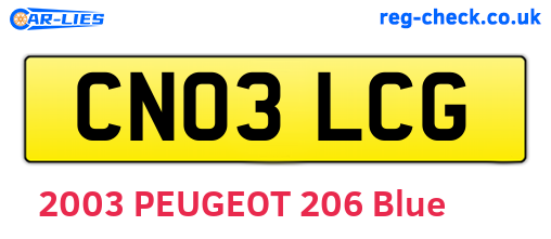 CN03LCG are the vehicle registration plates.