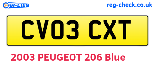 CV03CXT are the vehicle registration plates.