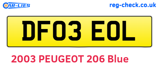 DF03EOL are the vehicle registration plates.