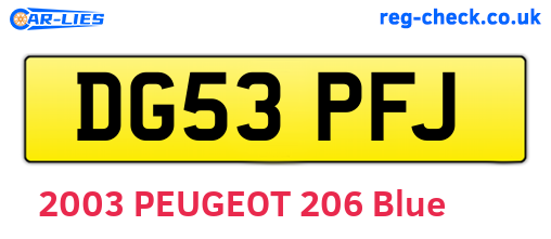 DG53PFJ are the vehicle registration plates.
