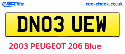 DN03UEW are the vehicle registration plates.