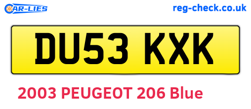 DU53KXK are the vehicle registration plates.