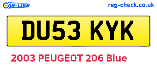 DU53KYK are the vehicle registration plates.