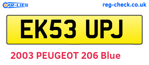 EK53UPJ are the vehicle registration plates.
