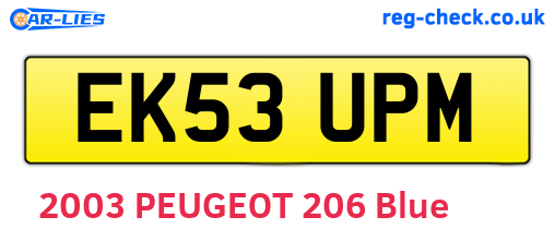 EK53UPM are the vehicle registration plates.