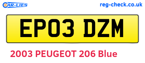 EP03DZM are the vehicle registration plates.