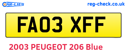 FA03XFF are the vehicle registration plates.