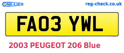FA03YWL are the vehicle registration plates.