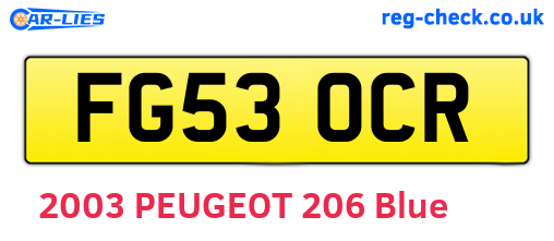 FG53OCR are the vehicle registration plates.