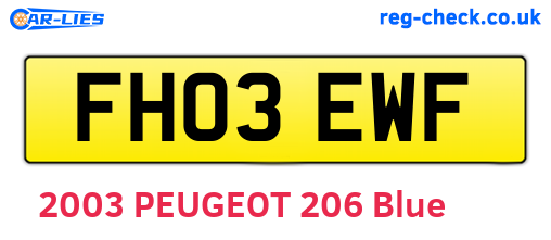 FH03EWF are the vehicle registration plates.