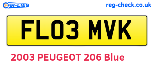 FL03MVK are the vehicle registration plates.