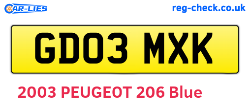 GD03MXK are the vehicle registration plates.
