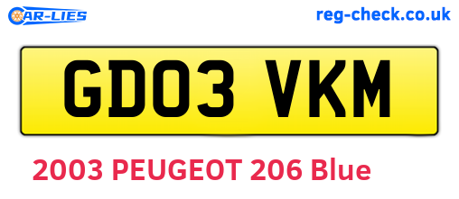 GD03VKM are the vehicle registration plates.