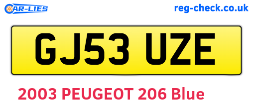 GJ53UZE are the vehicle registration plates.