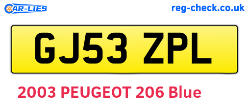 GJ53ZPL are the vehicle registration plates.