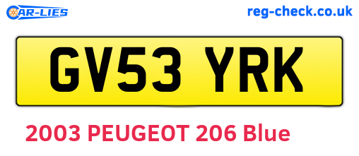 GV53YRK are the vehicle registration plates.