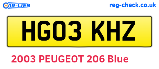 HG03KHZ are the vehicle registration plates.