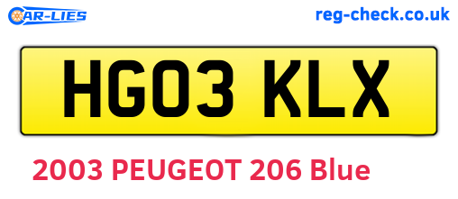 HG03KLX are the vehicle registration plates.