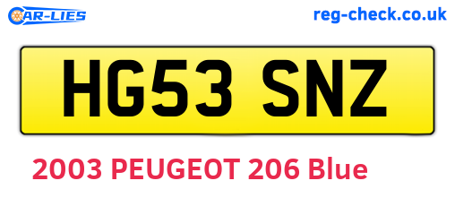 HG53SNZ are the vehicle registration plates.